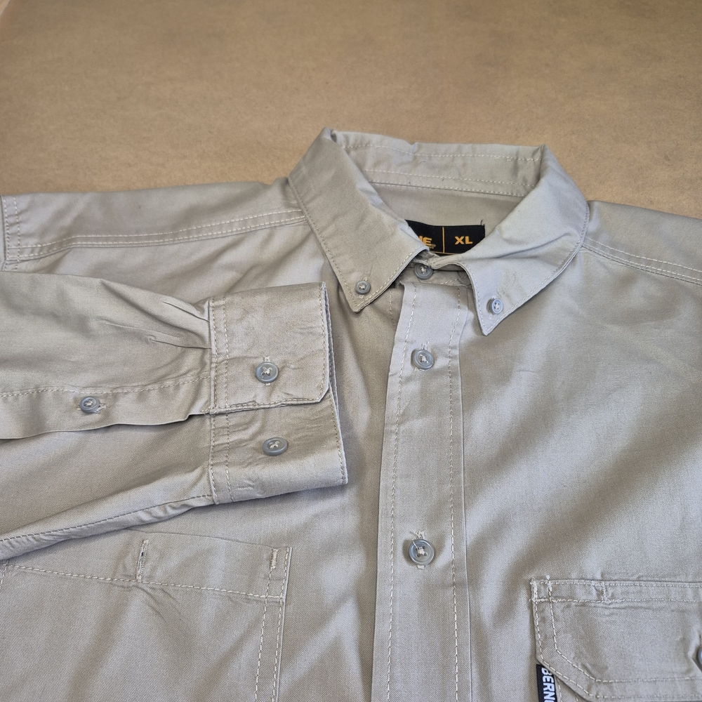 Berne Button Down Work Shirt in Light Khaki 2751/2